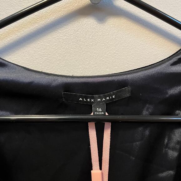 Alex Marie Nikki Stretch‎ Velvet Surplice V-Neck Long Sleeve Ruched Dress 16 New - Picture 8 of 8